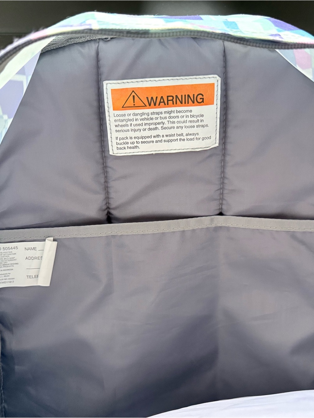 L.L.Bean Deluxe Backpack W/Mesh Pocket Zip- in pattern "Fresh Mint Prism" - Picture 8 of 13